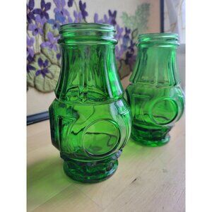2- Wheaton Glass Bullseye Green Jars Canisters